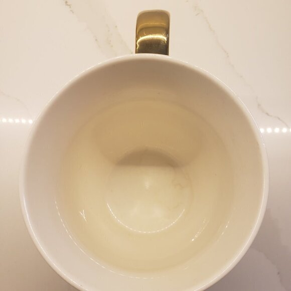 Vintage Porcelain Mug Large Coffee Tea Cup White Gold Monogram - Picture 5 of 8